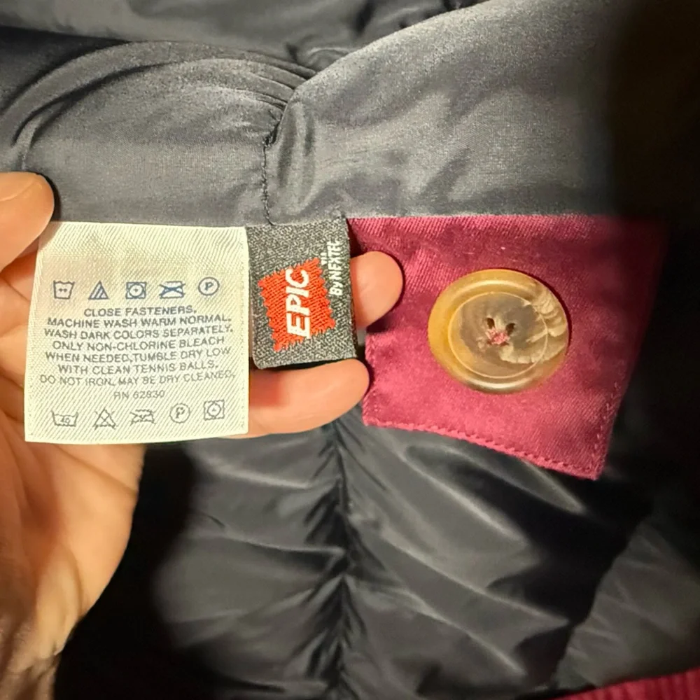 Lands End Vintage Cotton and Down Coat Small Petite Burgundy - Picture 4 of 5